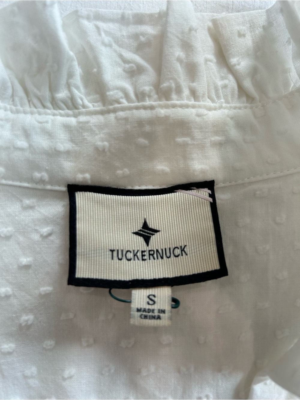TUCKERNUCK - White Swiss Dot Tiered Cotton Long Puff Sleeve Dress Size S - Picture 13 of 16